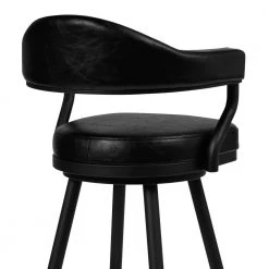 Justin 38 in. Vintage Black Metal Bar Stool with Faux Leather Seat by Armen Living -Armen Living Online Shop black powder coated finish armen living bar stools lcjtbablvb26 4f 1000