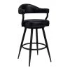 Justin 38 in. Vintage Black Metal Bar Stool with Faux Leather Seat by Armen Living -Armen Living Online Shop black powder coated finish armen living bar stools lcjtbablvb26 64 1000