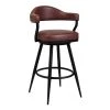 Justin 42 in. Black Coffee Powder Coated Finish Vintage Metal Bar Stool with Faux Leather Seat by Armen Living -Armen Living Online Shop black powder coated finish armen living bar stools lcjtbablvc30 64 1000