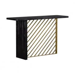 Monaco 30 in.H Black Wood Console Table with Antique Brass Frame by Armen Living