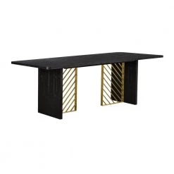 Monaco Black Wood Dining Table with Antique Brass Accent by Armen Living