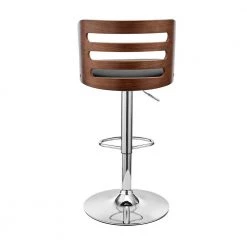Khalia 44 in. Height Adjustable Swivel Black Faux Leather & Walnut Wood Frame Low Back Bar Stool with Chrome Base by Armen Living 15 Khalia 44 in. Height Adjustable Swivel Black Faux Leather & Walnut Wood Frame Low Back Bar Stool with Chrome Base by Armen Living -Armen Living Online Shop black walnut armen living bar stools lckhbawabl 1f 1000