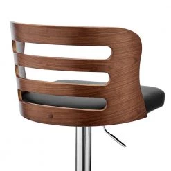 Khalia 44 in. Height Adjustable Swivel Black Faux Leather & Walnut Wood Frame Low Back Bar Stool with Chrome Base by Armen Living 17 Khalia 44 in. Height Adjustable Swivel Black Faux Leather & Walnut Wood Frame Low Back Bar Stool with Chrome Base by Armen Living -Armen Living Online Shop black walnut armen living bar stools lckhbawabl fa 1000