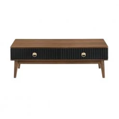 Amigo Black Veneer and Walnut Wood Coffee Table by Armen Living
