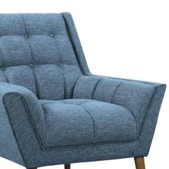 Cobra Blue Linen and Walnut Legs Mid-Century Modern Accent Chair by Armen Living -Armen Living Online Shop blue armen living accent chairs lcco1bl 1f 1000