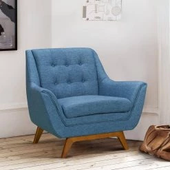 Janson Blue Fabric Sofa Chair by Armen Living -Armen Living Online Shop blue armen living accent chairs lcjo1blue 31 1000