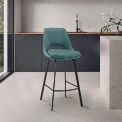Carise 41 in. Blue Metal Bar Stool with Faux Leather Seat by Armen Living -Armen Living Online Shop blue armen living bar stools lccabablblue30 31 1000