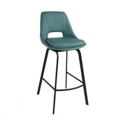 Carise 41 in. Blue Metal Bar Stool with Faux Leather Seat by Armen Living