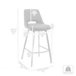 Carise 41 in. Blue Metal Bar Stool with Faux Leather Seat by Armen Living -Armen Living Online Shop blue armen living bar stools lccabablblue30 fa 1000