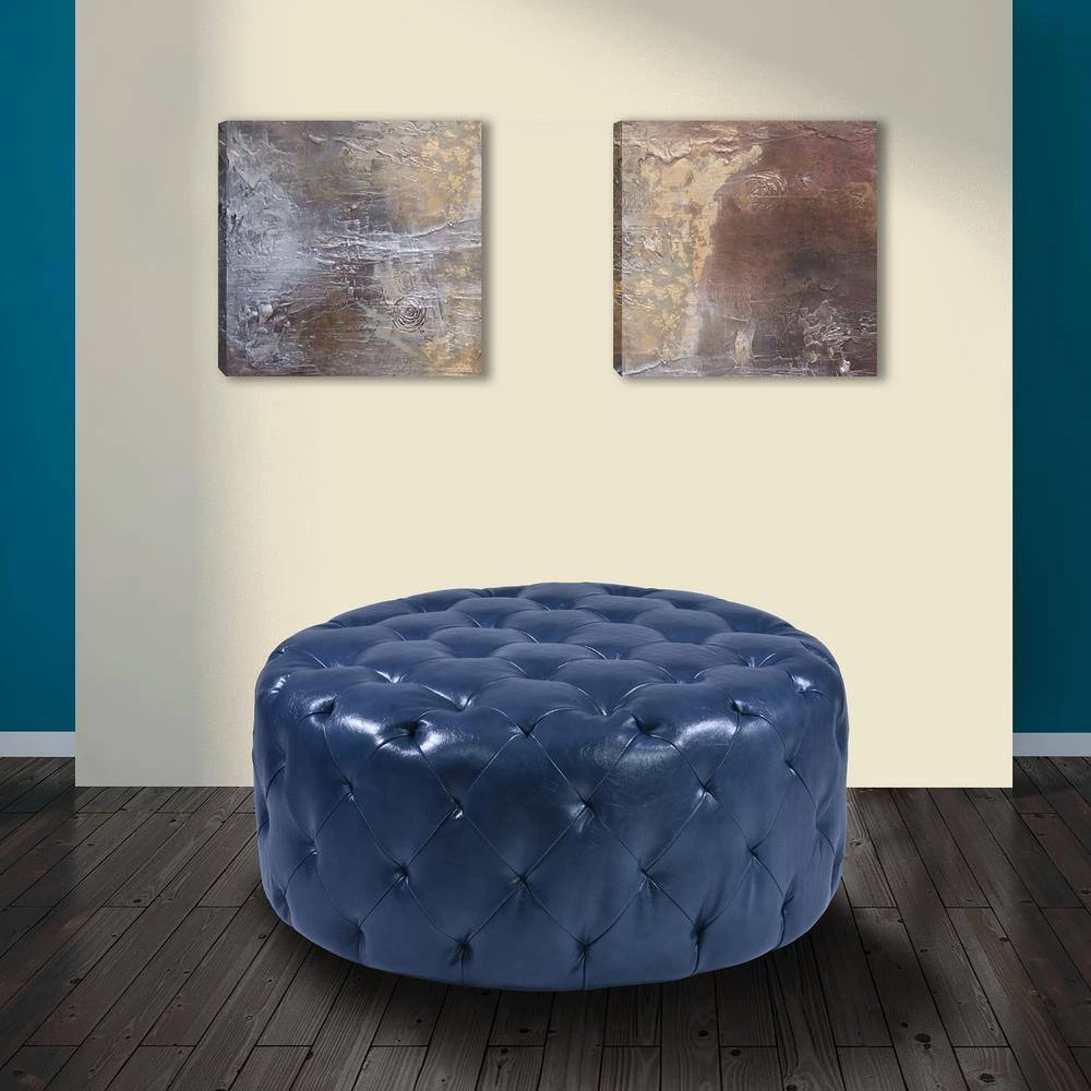 Victoria Button Tufted Ottoman In Ocean Blue Bonded Leather by Armen Living 6 Victoria Button Tufted Ottoman In Ocean Blue Bonded Leather by Armen Living - Image 4