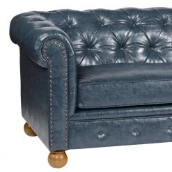 Winston Antique Blue Bonded Leather Sofa by Armen Living -Armen Living Online Shop blue armen living sofas couches lc10603atbl 1f 1000