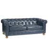Winston Antique Blue Bonded Leather Sofa by Armen Living -Armen Living Online Shop blue armen living sofas couches lc10603atbl 64 1000