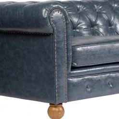 Winston Antique Blue Bonded Leather Sofa by Armen Living -Armen Living Online Shop blue armen living sofas couches lc10603atbl c3 1000