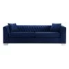Cambridge Blue Velvet Contemporary Sofa in Brushed Stainless Steel by Armen Living -Armen Living Online Shop blue armen living sofas couches lccm3blue 64 1000