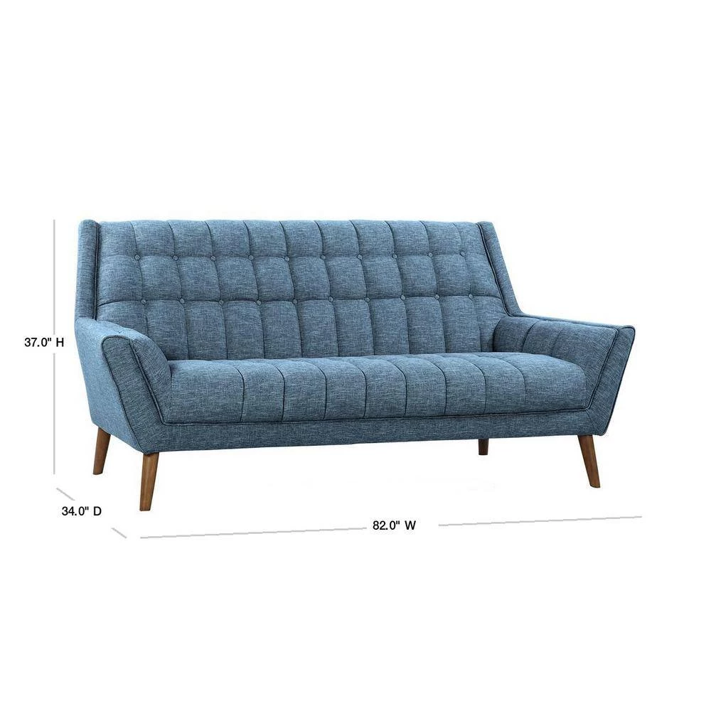 Cobra Mid-Century Modern Blue Linen and Walnut Legs Sofa by Armen Living 4 Cobra Mid-Century Modern Blue Linen and Walnut Legs Sofa by Armen Living - Image 3