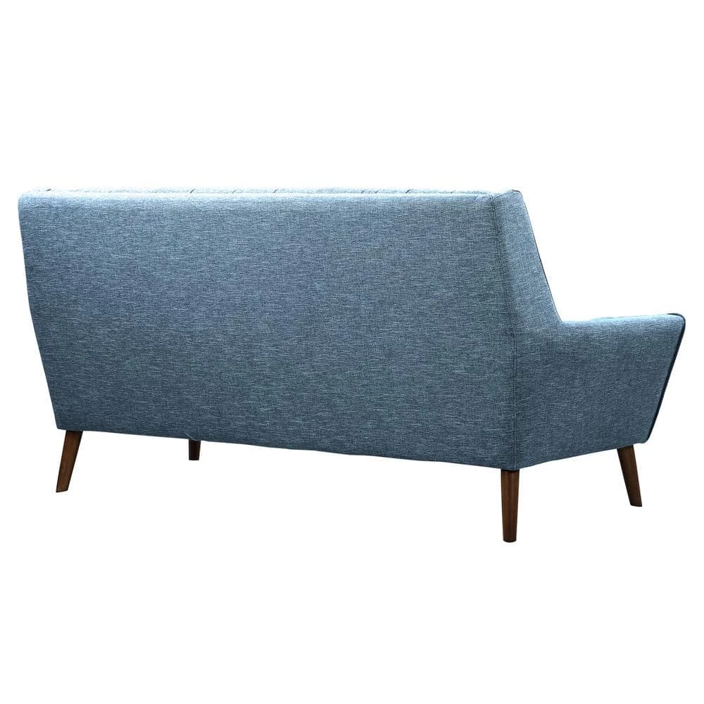 Cobra Mid-Century Modern Blue Linen and Walnut Legs Sofa by Armen Living 6 Cobra Mid-Century Modern Blue Linen and Walnut Legs Sofa by Armen Living - Image 5
