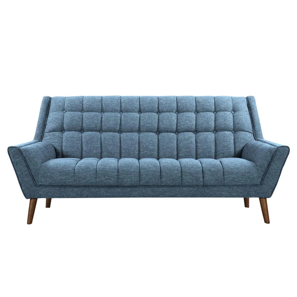 Cobra Mid-Century Modern Blue Linen and Walnut Legs Sofa by Armen Living 5 Cobra Mid-Century Modern Blue Linen and Walnut Legs Sofa by Armen Living - Image 4
