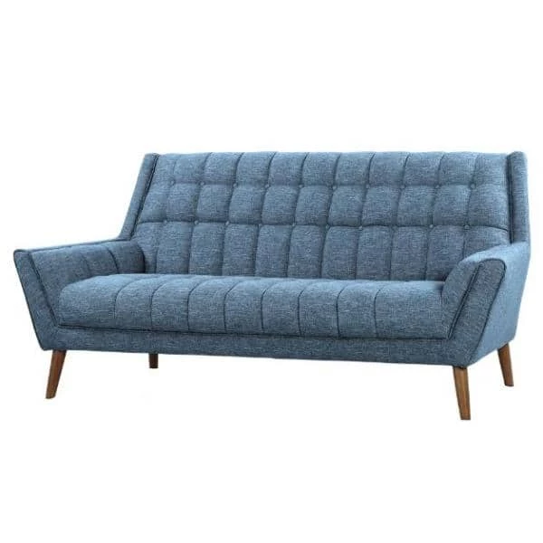 Cobra Mid-Century Modern Blue Linen and Walnut Legs Sofa by Armen Living 3 Cobra Mid-Century Modern Blue Linen and Walnut Legs Sofa by Armen Living - Image 2