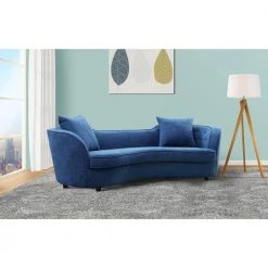 Armen Living Blue Velvet Contemporary Sofa with Brown Wood Legs -Armen Living Online Shop blue armen living sofas couches lcpa3blue 31 1000