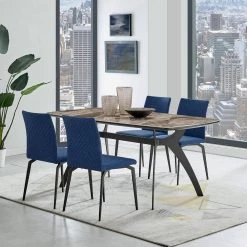 Andes and Lyon 5-Piece Blue or Gray Fabric Rectangular Dining Set by Armen Living -Armen Living Online Shop blue black gray armen living dining room sets setandi5lyblu 31 1000