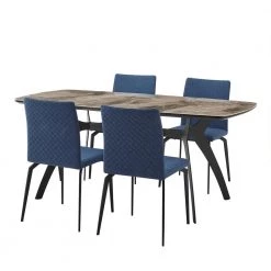 Andes and Lyon 5-Piece Blue or Gray Fabric Rectangular Dining Set by Armen Living