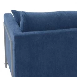 Heritage Blue Fabric Upholstered Sofa with Brushed Stainless Steel Legs by Armen Living -Armen Living Online Shop blue brushed stainless steel armen living sofas couches lcht3blue 1f 1000