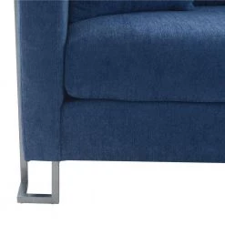 Heritage Blue Fabric Upholstered Sofa with Brushed Stainless Steel Legs by Armen Living -Armen Living Online Shop blue brushed stainless steel armen living sofas couches lcht3blue 76 1000