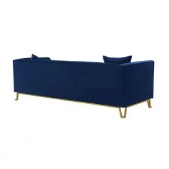 Everest 90" W Blue/Gold Fabric Upholstered 3 Seater Sofa by Armen Living -Armen Living Online Shop blue gold armen living sofas couches lcev3blue 4f 1000