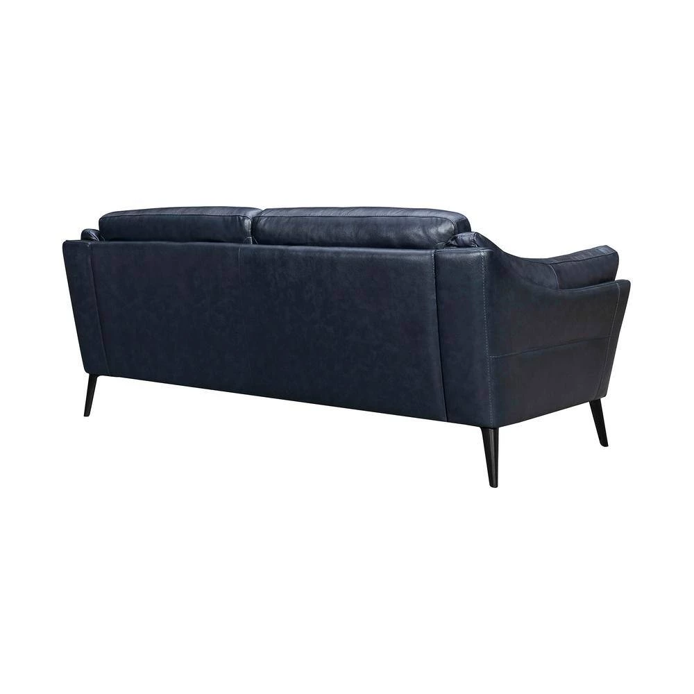 Franz 87 in. Modern Blue Leather Sofa by Armen Living 5 Franz 87 in. Modern Blue Leather Sofa by Armen Living - Image 3