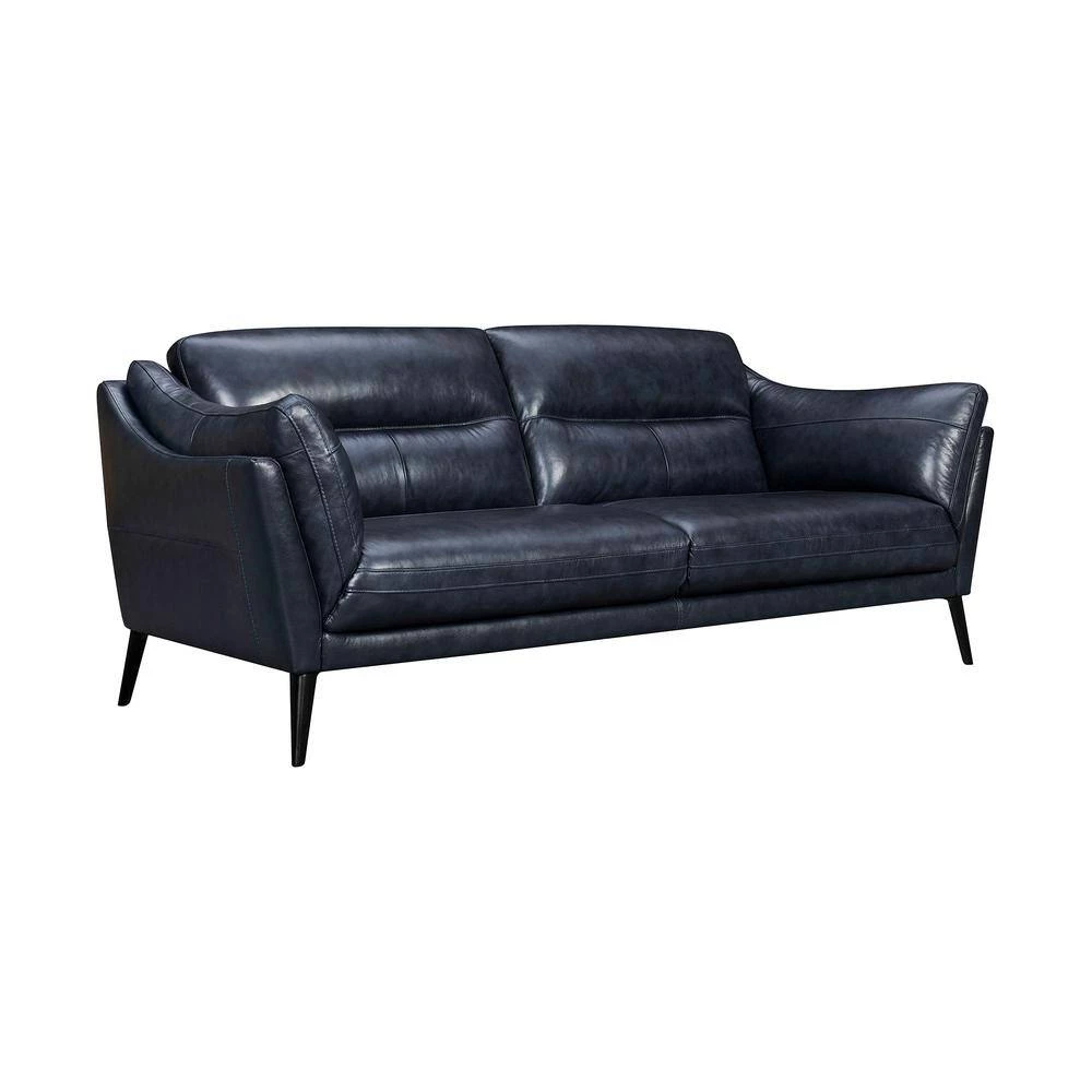 Franz 87 in. Modern Blue Leather Sofa by Armen Living 4 Franz 87 in. Modern Blue Leather Sofa by Armen Living - Image 2