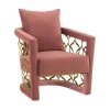 Corelli Blush Fabric Upholstered Accent Chair with Brushed Gold Legs by Armen Living