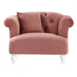 Elegance Acrylic Legs Contemporary Chair with Blush Velvet by Armen Living