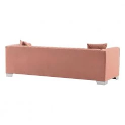 Cambridge Blush Velvet Contemporary Sofa in Brushed Stainless Steel by Armen Living -Armen Living Online Shop blush armen living sofas couches lccm3blush 4f 1000