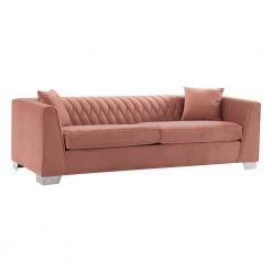 Cambridge Blush Velvet Contemporary Sofa in Brushed Stainless Steel by Armen Living -Armen Living Online Shop blush armen living sofas couches lccm3blush c3 1000