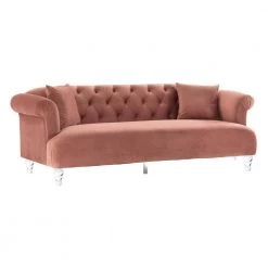 Elegance 88.6 in. Blush Velvet 4-Seater Chesterfield Sofa with Round Arms by Armen Living -Armen Living Online Shop blush armen living sofas couches lceg3blush c3 1000