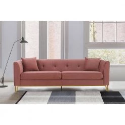 Everest 90" W Blush/Gold Fabric Upholstered 3 Seater Sofa by Armen Living 17 Everest 90" W Blush/Gold Fabric Upholstered 3 Seater Sofa by Armen Living -Armen Living Online Shop blush gold armen living sofas couches lcev3blush 31 1000