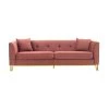Everest 90" W Blush/Gold Fabric Upholstered 3 Seater Sofa by Armen Living -Armen Living Online Shop blush gold armen living sofas couches lcev3blush 64 1000