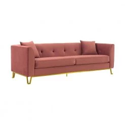 Everest 90" W Blush/Gold Fabric Upholstered 3 Seater Sofa by Armen Living 12 Everest 90" W Blush/Gold Fabric Upholstered 3 Seater Sofa by Armen Living -Armen Living Online Shop blush gold armen living sofas couches lcev3blush c3 1000