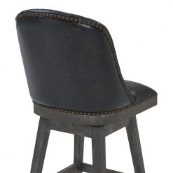 Journey 26" Counter Height Wood Swivel Bar Stool in American Grey Finish with Onyx Faux Leather by Armen Living -Armen Living Online Shop brown american gray armen living bar stools lcjrbagron26 44 1000