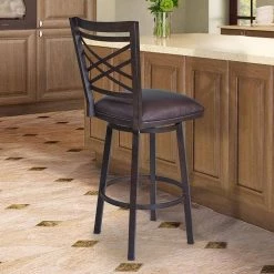 Fargo 26 in. Bar Stool in Auburn Bay with Brown Faux Leather by Armen Living -Armen Living Online Shop brown armen living bar stools lcfa26babr 31 1000