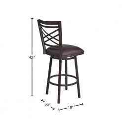 Fargo 26 in. Bar Stool in Auburn Bay with Brown Faux Leather by Armen Living -Armen Living Online Shop brown armen living bar stools lcfa26babr 40 1000