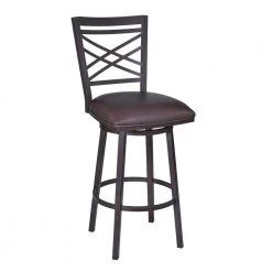 Fargo 26 in. Bar Stool in Auburn Bay with Brown Faux Leather by Armen Living