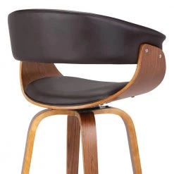 Julyssa 30 in. Brown Faux Leather with Walnut Wood Mid-Century Swivel Bar Height Bar Stool by Armen Living -Armen Living Online Shop brown armen living bar stools lcjsbawabr30 44 1000