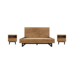 Aldo 3-Piece Brown Oak Queen Bedroom Set by Armen Living