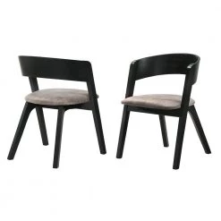 Jackie Black Ash and Brown Mid-Century Modern Accent Fabric Dining Chairs (Set of 2) by Armen Living