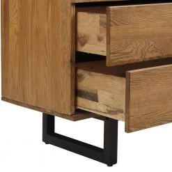 Aldo 4-Drawer in Brown Oak Wood Dresser with Black Metal Legs (33 in. H x 59 in. W x 20 in. D) by Armen Living -Armen Living Online Shop brown armen living dressers lcaodrroak 1f 1000