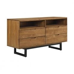 Aldo 4-Drawer in Brown Oak Wood Dresser with Black Metal Legs (33 in. H x 59 in. W x 20 in. D) by Armen Living -Armen Living Online Shop brown armen living dressers lcaodrroak c3 1000