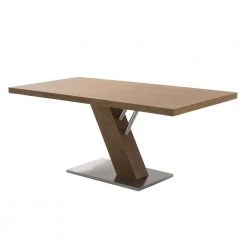 Fusion Contemporary Dining Table In Walnut Wood Top and Stainless Steel by Armen Living