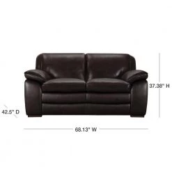 Zanna 68.2 in. Brown Leather 2-Seater Loveseat with Wood Legs by Armen Living -Armen Living Online Shop brown armen living loveseats lcza2br 40 1000
