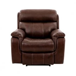 Montague Brown Leather Recliner Chair by Armen Living